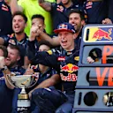Race winner Max Verstappen (NED) Red Bull Racing celebrates with the team at Formula One World Championship, Rd5, Spanish Grand Prix, Race, Barcelona, Spain, Sunday 15 May 2016. © Sutton Images