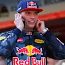 Race winner Max Verstappen (NED) Red Bull Racing celebrates with the team and phones home with the good news at Formula One World Championship, Rd5, Spanish Grand Prix, Race, Barcelona, Spain, Sunday 15 May 2016. © Sutton Images