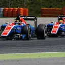 Pascal Wehrlein (GER) Manor Racing MRT05 leads Rio Haryanto (IDN) Manor Racing MRT05 at Formula One World Championship, Rd5, Spanish Grand Prix, Race, Barcelona, Spain, Sunday 15 May 2016. © Sutton Images