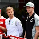 Sebastian Vettel (GER) Ferrari, Nico Rosberg (GER) Mercedes AMG F1, Nico Hulkenberg (GER) Force India F1 and Pascal Wehrlein (GER) Manor Racing at Formula One World Championship, Rd5, Spanish Grand Prix, Preparations, Barcelona, Spain, Thursday 12 May 2016. © Sutton Images