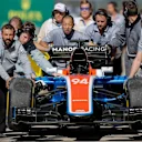 The car of Pascal Wehrlein (GER) Manor Racing MRT05 returns to the garage at Formula One World Championship, Rd18, United States Grand Prix, Qualifying, Circuit of the Americas, Austin, Texas, USA, Saturday 22 October 2016. © Sutton Images