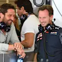 Gerard Butler (GBR) Actor and Christian Horner (GBR) Red Bull Racing Team Principal at Formula One World Championship, Rd18, United States Grand Prix, Qualifying, Circuit of the Americas, Austin, Texas, USA, Saturday 22 October 2016. © Sutton Images