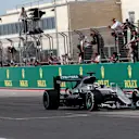Race winner Lewis Hamilton (GBR) Mercedes-Benz F1 W07 Hybrid crosses the line at Formula One World Championship, Rd18, United States Grand Prix, Race, Circuit of the Americas, Austin, Texas, USA, Sunday 23 October 2016. © Sutton Images