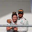 Victoria Vowles (GBR) Mercedes AMG F1 Partner Services Director and Lewis Hamilton (GBR) Mercedes AMG F1 celebrate on the podium at Formula One World Championship, Rd18, United States Grand Prix, Race, Circuit of the Americas, Austin, Texas, USA, Sunday 23 October 2016. © Sutton Images