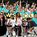 Lindsey Vonn (USA) Alpine Ski Racer, Noomi Rapace (SWE) Actress, Venus Williams (USA) Tennis PLayer, Race winner Lewis Hamilton (GBR) Mercedes AMG F1, Venus Williams (USA) Tennis Player, Nico Rosberg (GER) Mercedes AMG F1 and the Mercedes AMG F1 team celebrate with the trophies at Formula One World Championship, Rd18, United States Grand Prix, Race, Circuit of the Americas, Austin, Texas, USA, Sunday 23 October 2016. © Sutton Images