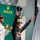 Daniel Ricciardo (AUS) Red Bull Racing celebrates on the podium with the trophy at Formula One World Championship, Rd18, United States Grand Prix, Race, Circuit of the Americas, Austin, Texas, USA, Sunday 23 October 2016. © Sutton Images