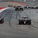 Jenson Button (GBR) McLaren MP4-31 battles for position with Esteban Gutierrez (MEX) Haas VF-16 at Formula One World Championship, Rd18, United States Grand Prix, Race, Circuit of the Americas, Austin, Texas, USA, Sunday 23 October 2016. © Sutton Images