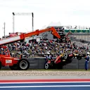 The car of race retiree Max Verstappen (NED) Red Bull Racing RB12 is recovered by the marshals at Formula One World Championship, Rd18, United States Grand Prix, Race, Circuit of the Americas, Austin, Texas, USA, Sunday 23 October 2016. © Sutton Images