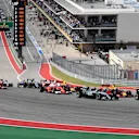 Lewis Hamilton (GBR) Mercedes-Benz F1 W07 Hybrid leads at the start of the race at Formula One World Championship, Rd18, United States Grand Prix, Race, Circuit of the Americas, Austin, Texas, USA, Sunday 23 October 2016. © Sutton Images