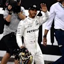 Lewis Hamilton (GBR) Mercedes AMG F1 celebrates in parc ferme at Formula One World Championship, Rd20, Abu Dhabi Grand Prix, Preparations, Yas Marina Circuit, Abu Dhabi, UAE, Thursday 23 November 2017. © Simon Galloway/Sutton Images