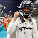 Pole sitter Valtteri Bottas (FIN) Mercedes AMG F1 celebrates in parc ferme at Formula One World Championship, Rd20, Abu Dhabi Grand Prix, Qualifying, Yas Marina Circuit, Abu Dhabi, UAE, Saturday 25 November 2017. © Glenn Dunbar/LAT/Sutton Images