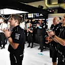 Mercedes AMG F1 mechanics in the garage at Formula One World Championship, Rd20, Abu Dhabi Grand Prix, Qualifying, Yas Marina Circuit, Abu Dhabi, UAE, Saturday 25 November 2017. © Mark Sutton/Sutton Images