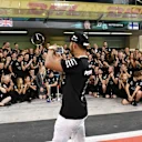 Lewis Hamilton (GBR) Mercedes AMG F1 at the team celebratrations at Formula One World Championship, Rd20, Abu Dhabi Grand Prix, Race, Yas Marina Circuit, Abu Dhabi, UAE, Sunday 26 November 2017. © Mark Sutton/Sutton Images