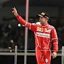 Sebastian Vettel (GER) Ferrari celebrates on the podium at Formula One World Championship, Rd20, Abu Dhabi Grand Prix, Race, Yas Marina Circuit, Abu Dhabi, UAE, Sunday 26 November 2017. © Manuel Goria/Sutton Images