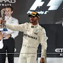Lewis Hamilton (GBR) Mercedes AMG F1 celebrates on the podium at Formula One World Championship, Rd20, Abu Dhabi Grand Prix, Race, Yas Marina Circuit, Abu Dhabi, UAE, Sunday 26 November 2017. © Manuel Goria/Sutton Images