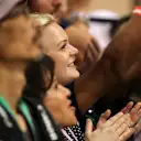 Emilia Pikkarainen (FIN) wife of Valtteri Bottas (FIN) Mercedes AMG F1 celebrates at Formula One World Championship, Rd20, Abu Dhabi Grand Prix, Race, Yas Marina Circuit, Abu Dhabi, UAE, Sunday 26 November 2017. © Kym Illman/Sutton Images