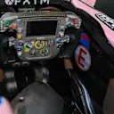 The cockpit and steering wheel detail of Force India VJM10 at Formula One World Championship, Rd20, Abu Dhabi Grand Prix, Preparations, Yas Marina Circuit, Abu Dhabi, UAE, Thursday 23 November 2017. © Kym Illman/Sutton Images