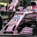 The nose and front wing car of Esteban Ocon (FRA) Force India VJM10 at Formula One World Championship, Rd20, Abu Dhabi Grand Prix, Preparations, Yas Marina Circuit, Abu Dhabi, UAE, Thursday 23 November 2017. © Kym Illman/Sutton Images