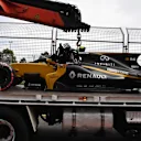 The crashed car of Jolyon Palmer (GBR) Renault Sport F1 Team RS17 is recovered in FP2 at Formula One World Championship, Rd1, Australian Grand Prix, Practice, Albert Park, Melbourne, Australia, Friday 24 March 2017. © Sutton Motorsport Images