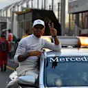 Pole sitter Lewis Hamilton (GBR) Mercedes AMG F1 celebrates with the Safety Car in parc ferme at Formula One World Championship, Rd1, Australian Grand Prix, Qualifying, Albert Park, Melbourne, Australia, Saturday 25 March 2017. © Sutton Motorsport Images