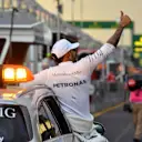 Pole sitter Lewis Hamilton (GBR) Mercedes AMG F1 celebrates with the Safety Car in parc ferme at Formula One World Championship, Rd1, Australian Grand Prix, Qualifying, Albert Park, Melbourne, Australia, Saturday 25 March 2017. © Sutton Motorsport Images