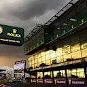 Sunset in pit lane at Formula One World Championship, Rd1, Australian Grand Prix, Qualifying, Albert Park, Melbourne, Australia, Saturday 25 March 2017. © Sutton Motorsport Images