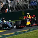 Max Verstappen (NED) Red Bull Racing RB13 leads Lewis Hamilton (GBR) Mercedes-Benz F1 W08 Hybrid at Formula One World Championship, Rd1, Australian Grand Prix, Race, Albert Park, Melbourne, Australia, Sunday 26 March 2017. © Sutton Motorsport Images