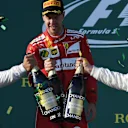 Ferrari and Mercedes AMG F1 celebrate on the podium with the champagne at Formula One World Championship, Rd1, Australian Grand Prix, Race, Albert Park, Melbourne, Australia, Sunday 26 March 2017. © Sutton Motorsport Images