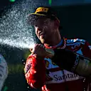 Race winner Sebastian Vettel (GER) Ferrari celebrates on the podium with the champagne at Formula One World Championship, Rd1, Australian Grand Prix, Race, Albert Park, Melbourne, Australia, Sunday 26 March 2017. © Sutton Motorsport Images
