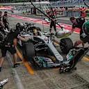Lewis Hamilton (GBR) Mercedes-Benz F1 W08 Hybrid makes a practice pitstop at Formula One World Championship, Rd9, Austrian Grand Prix, Practice, Spielberg, Austria, Friday 7 July 2017. © ÃƒÆ’Ã¢â‚¬Å¡ 2013 KymIllman.com