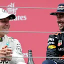 Race winner Valtteri Bottas (FIN) Mercedes AMG F1 celebrates on the podium with Daniel Ricciardo (AUS) Red Bull Racing at Formula One World Championship, Rd9, Austrian Grand Prix, Race, Spielberg, Austria, Sunday 9 July 2017. © Sutton Images
