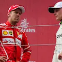Sebastian Vettel (GER) Ferrari and race winner Valtteri Bottas (FIN) Mercedes AMG F1 celebrate on the podium at Formula One World Championship, Rd9, Austrian Grand Prix, Race, Spielberg, Austria, Sunday 9 July 2017. © Sutton Images