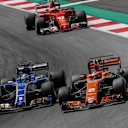 Stoffel Vandoorne (BEL) McLaren MCL32 and Marcus Ericsson (SWE) Sauber C36 at Formula One World Championship, Rd9, Austrian Grand Prix, Race, Spielberg, Austria, Sunday 9 July 2017. © Sutton Images