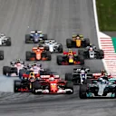 Valtteri Bottas (FIN) Mercedes-Benz F1 W08 Hybrid leads at the start of the race at Formula One World Championship, Rd9, Austrian Grand Prix, Race, Spielberg, Austria, Sunday 9 July 2017. © Sutton Images