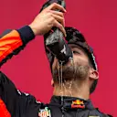 Daniel Ricciardo (AUS) Red Bull Racing celebrates with a shoey on the podium at Formula One World Championship, Rd9, Austrian Grand Prix, Race, Spielberg, Austria, Sunday 9 July 2017. © Sutton Images