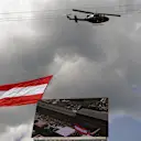 Helicopter flies giant Austrian flag over the grid at Formula One World Championship, Rd9, Austrian Grand Prix, Race, Spielberg, Austria, Sunday 9 July 2017. © Sutton Images