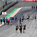 Romain Grosjean (FRA) Haas F1 walks the track with the team at Formula One World Championship, Rd9, Austrian Grand Prix, Preparations, Spielberg, Austria, Thursday 6 July 2017. © Sutton Images