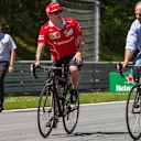 Kimi Raikkonen (FIN) Ferrari rides a bike on the track walk at Formula One World Championship, Rd9, Austrian Grand Prix, Preparations, Spielberg, Austria, Thursday 6 July 2017. © Sutton Images