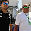 Sergio Perez (MEX) Force India with his Father Antonio Perez Garibay (MEX) at Formula One World Championship, Rd8, Azerbaijan Grand Prix, Practice, Baku City Circuit, Baku, Azerbaijan, Friday 23 June 2017. © Sutton Images