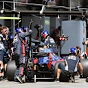 Carlos Sainz jr (ESP) Scuderia Toro Rosso STR12 pit stop at Formula One World Championship, Rd8, Azerbaijan Grand Prix, Practice, Baku City Circuit, Baku, Azerbaijan, Friday 23 June 2017. © Sutton Images