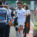 Fernando Alonso (ESP) McLaren walks in after stopping on track in FP2 Formula One World Championship, Rd8, Azerbaijan Grand Prix, Practice, Baku City Circuit, Baku, Azerbaijan, Friday 23 June 2017. © Sutton Images