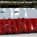 Fan and Baku logo at Formula One World Championship, Rd8, Azerbaijan Grand Prix, Preparations, Baku City Circuit, Baku, Azerbaijan, Thursday 22 June 2017. © Sutton Images