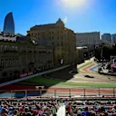Fans in the grandstand observe Valtteri Bottas (FIN) Mercedes-Benz F1 W08 Hybrid at Formula One World Championship, Rd8, Azerbaijan Grand Prix, Qualifying, Baku City Circuit, Baku, Azerbaijan, Saturday 24 June 2017. © Sutton Images