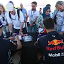 Max Verstappen (NED) Red Bull Racing and Daniel Ricciardo (AUS) Red Bull Racing sign autographs for the fans at the autograph session at Formula One World Championship, Rd8, Azerbaijan Grand Prix, Qualifying, Baku City Circuit, Baku, Azerbaijan, Saturday 24 June 2017. © Sutton Images
