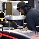 William James Adams aka Will.I.Am (USA) Black Eyed Peas Musician observes the Red Bull Racing RB13 car in the Red Bull Racing garage at Formula One World Championship, Rd8, Azerbaijan Grand Prix, Qualifying, Baku City Circuit, Baku, Azerbaijan, Saturday 24 June 2017. © Sutton Images