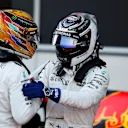 Pole sitter Lewis Hamilton (GBR) Mercedes AMG F1 and Valtteri Bottas (FIN) Mercedes AMG F1 celebrate in parc ferme at Formula One World Championship, Rd8, Azerbaijan Grand Prix, Qualifying, Baku City Circuit, Baku, Azerbaijan, Saturday 24 June 2017. © Sutton Images