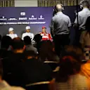 Valtteri Bottas (FIN) Mercedes AMG F1, Lewis Hamilton (GBR) Mercedes AMG F1 and Kimi Raikkonen (FIN) Ferrari in the Press Conference at Formula One World Championship, Rd8, Azerbaijan Grand Prix, Qualifying, Baku City Circuit, Baku, Azerbaijan, Saturday 24 June 2017. © Sutton Images