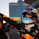 Race winner Daniel Ricciardo (AUS) Red Bull Racing celebrates in parc ferme with the team at Formula One World Championship, Rd8, Azerbaijan Grand Prix, Race, Baku City Circuit, Baku, Azerbaijan, Sunday 25 June 2017. © Sutton Images