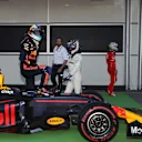 Race winner Daniel Ricciardo (AUS) Red Bull Racing celebrates in parc ferme with Valtteri Bottas (FIN) Mercedes AMG F1 at Formula One World Championship, Rd8, Azerbaijan Grand Prix, Race, Baku City Circuit, Baku, Azerbaijan, Sunday 25 June 2017. © Sutton Images