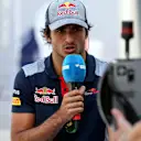 Carlos Sainz (ESP) Scuderia Toro Rosso talks to the media at Formula One World Championship, Rd8, Azerbaijan Grand Prix, Race, Baku City Circuit, Baku, Azerbaijan, Sunday 25 June 2017. © Sutton Images